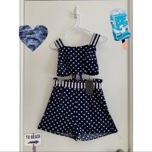 Navy polka dot two piece
